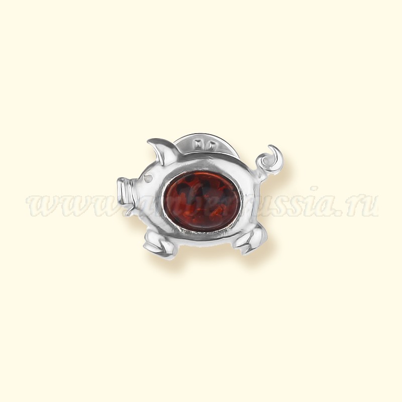 Брошь Посеребрение, янтарь