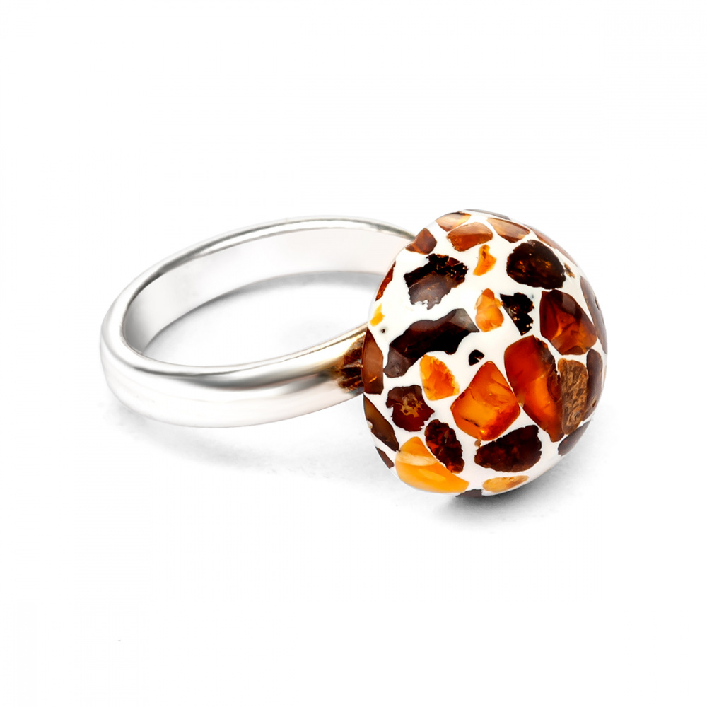 Кольцо из ювелирной смолы с Янтарем Посеребрение