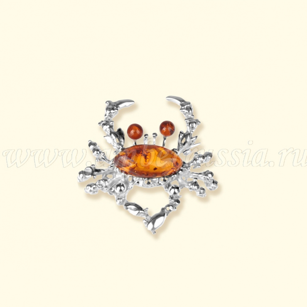 Брошь Посеребрение, янтарь Брошь Посеребрение, янтарь