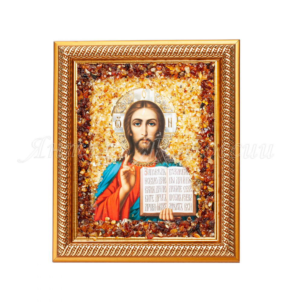 Икона Спаситель, янтарь