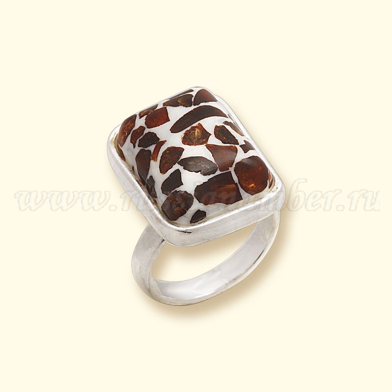 Кольцо Посеребрение, янтарь