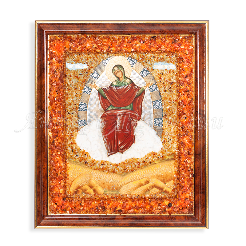 Икона БМ Спорительница хлебов,янтарь Икона БМ Спорительница хлебов,янтарь