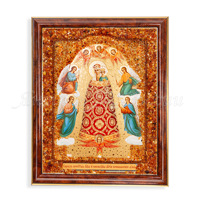 Икона БМ Прибавление ума, Янтарь Икона БМ Прибавление ума, Янтарь