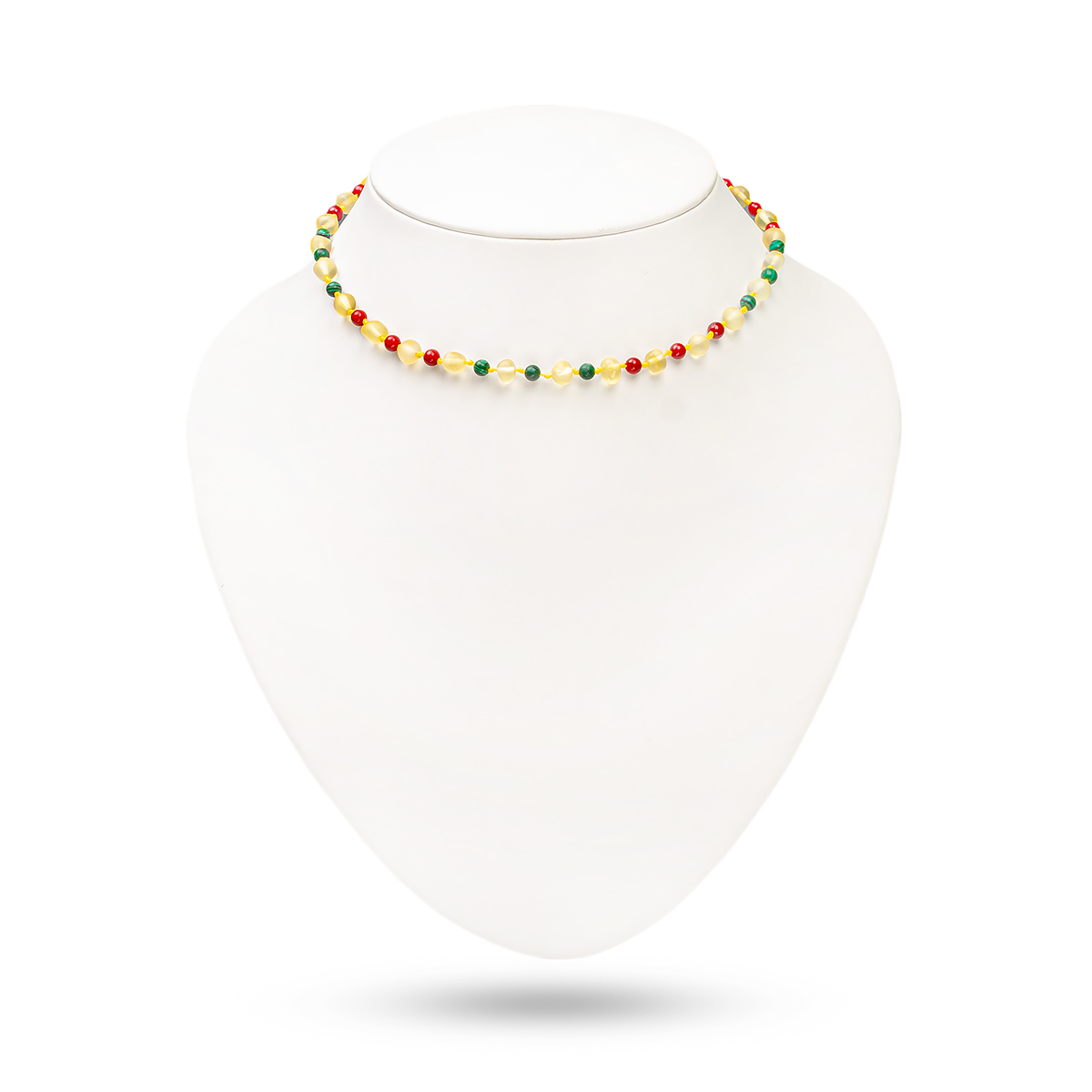 Бусы детские "Сливка" из Янтаря с малахитом и кораллом арт 5503010006 в магазине Янтарь России, фото