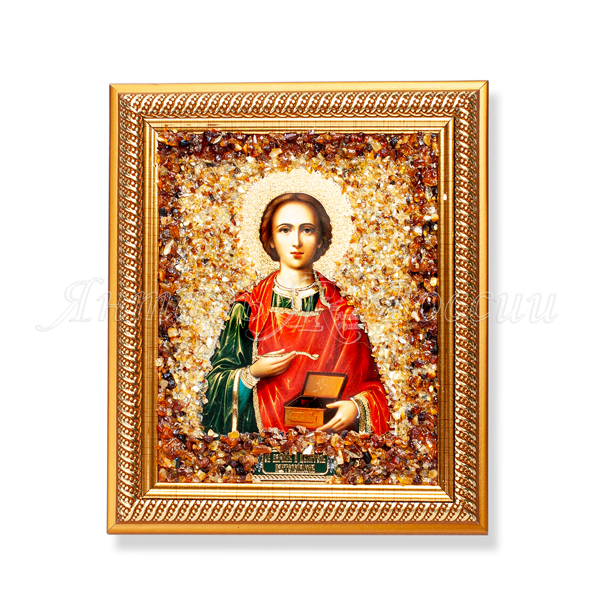 Икона св. Пантелеймон, Янтарь Икона св. Пантелеймон, Янтарь