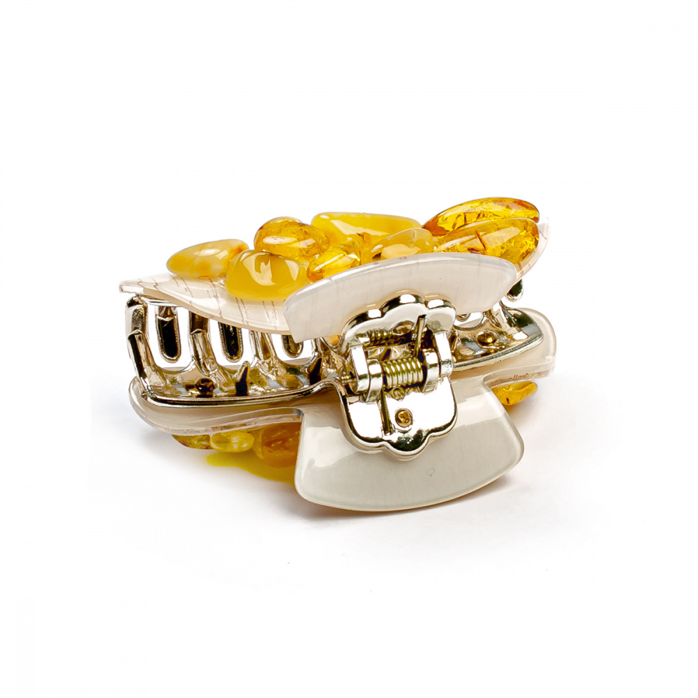 Заколка - краб бел. с янтарем