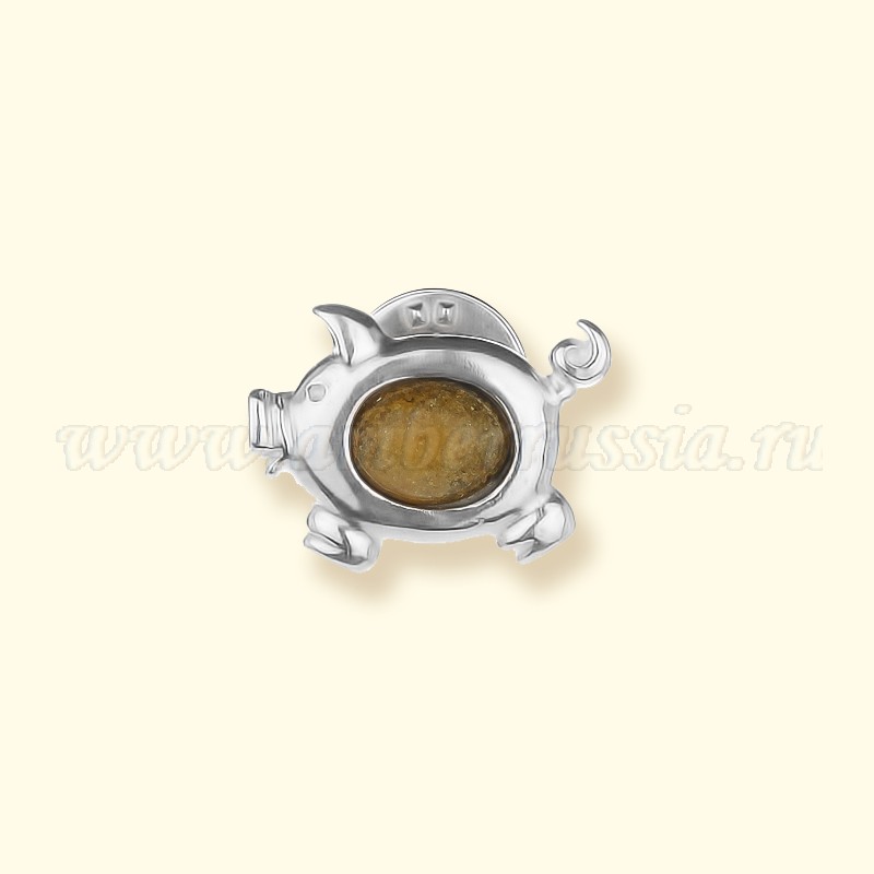 Брошь Посеребрение, янтарь