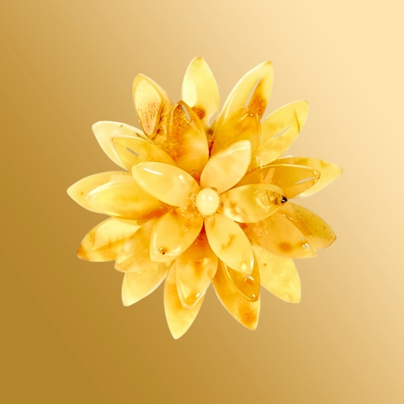 Броши ручной работы с янтарем