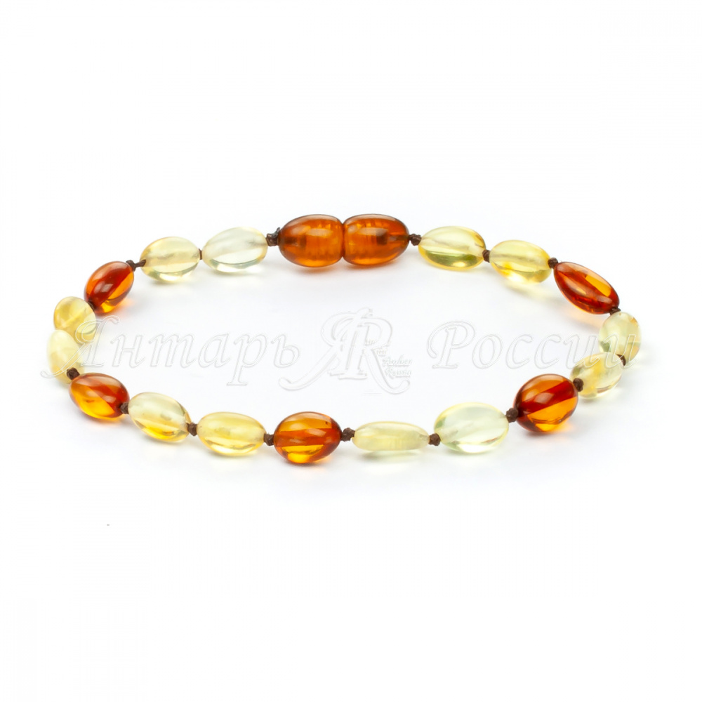 Браслет из янтаря детский на замке Браслет из янтаря детский на замке