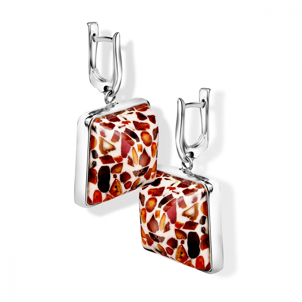 Серьги из ювелирной смолы с Янтарем Посеребрение